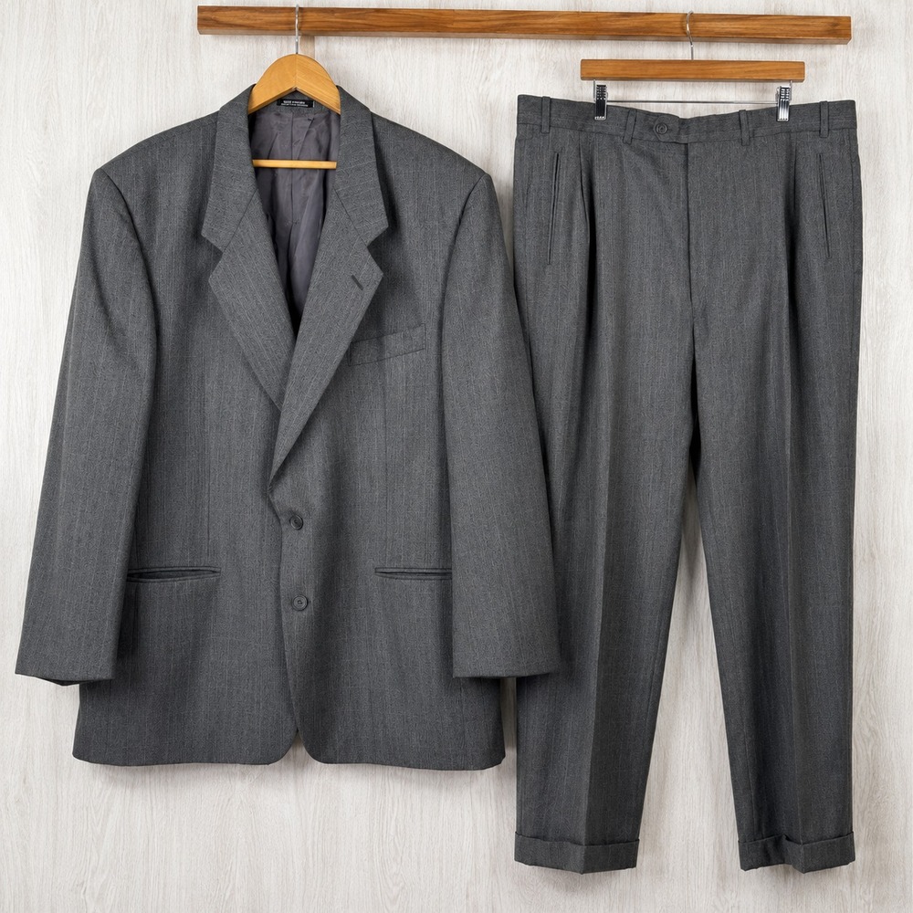 VTG Yves Saint Laurent Wool Suit 44S 38x29 Gray Made Canada Dillard's YSL
